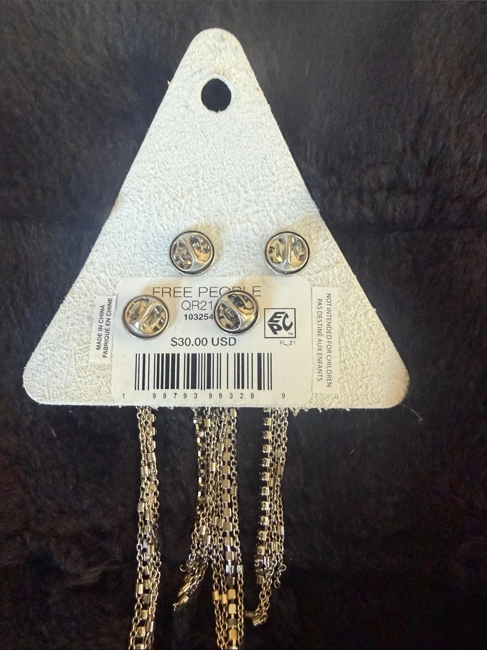 Free People Silver Button Tassel Brooch Set